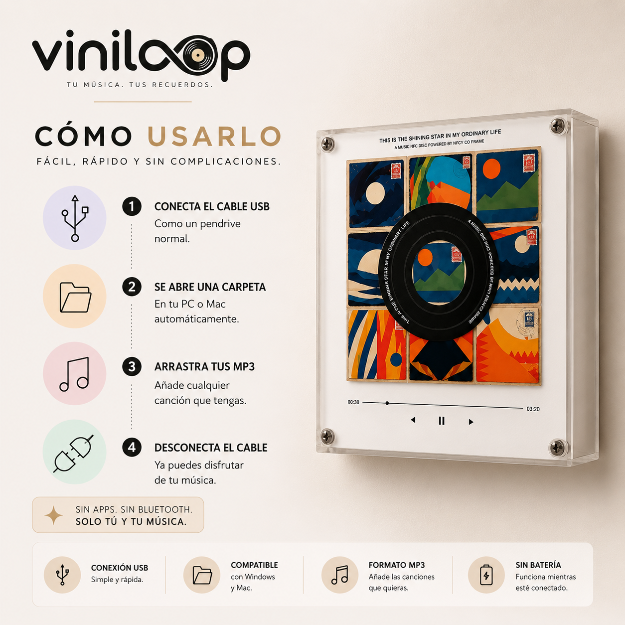Viniloop™ | Reproductor Magnético de Vinilos
